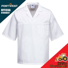 Image of Portwest Baker Shirt Short Sleeve Breathable Comfort Bakery Kitchen Catering Top