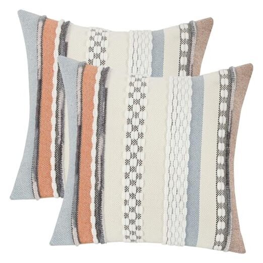 Boho Pillow Covers 18x18 Inch Set of 2 Orange 18