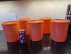 Vintage 1970s Retro Tupperware Orange Floral Canister Set 5 Pc L - South Africa — photo 1