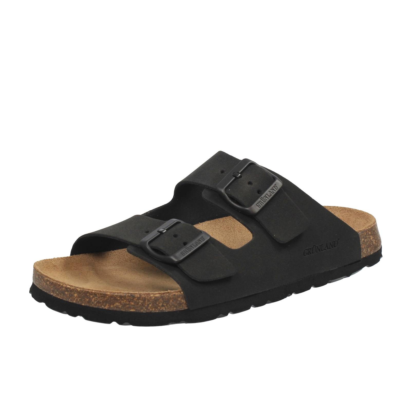 Grunland Bobo - Hausschuhe mit Doppelschnalle schwarz - Gre 42 Herrenschuhe Pantoletten 10890₽