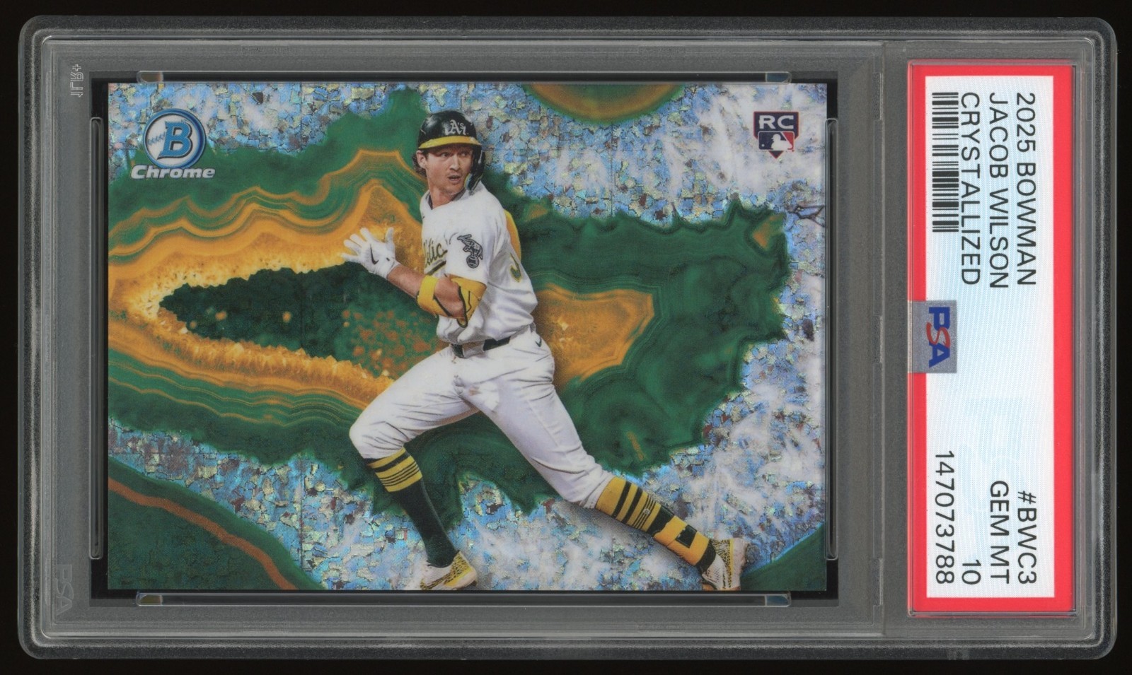 Jacob Wilson 2025 Topps Bowman Chrome Crystalized SSP RC #BWC-3 PSA 10 CASE HIT