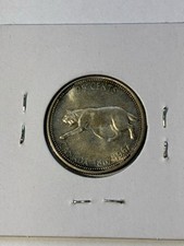 1967 Canada 25 Cents, .800 Silver Coin, Centennial Bobcat