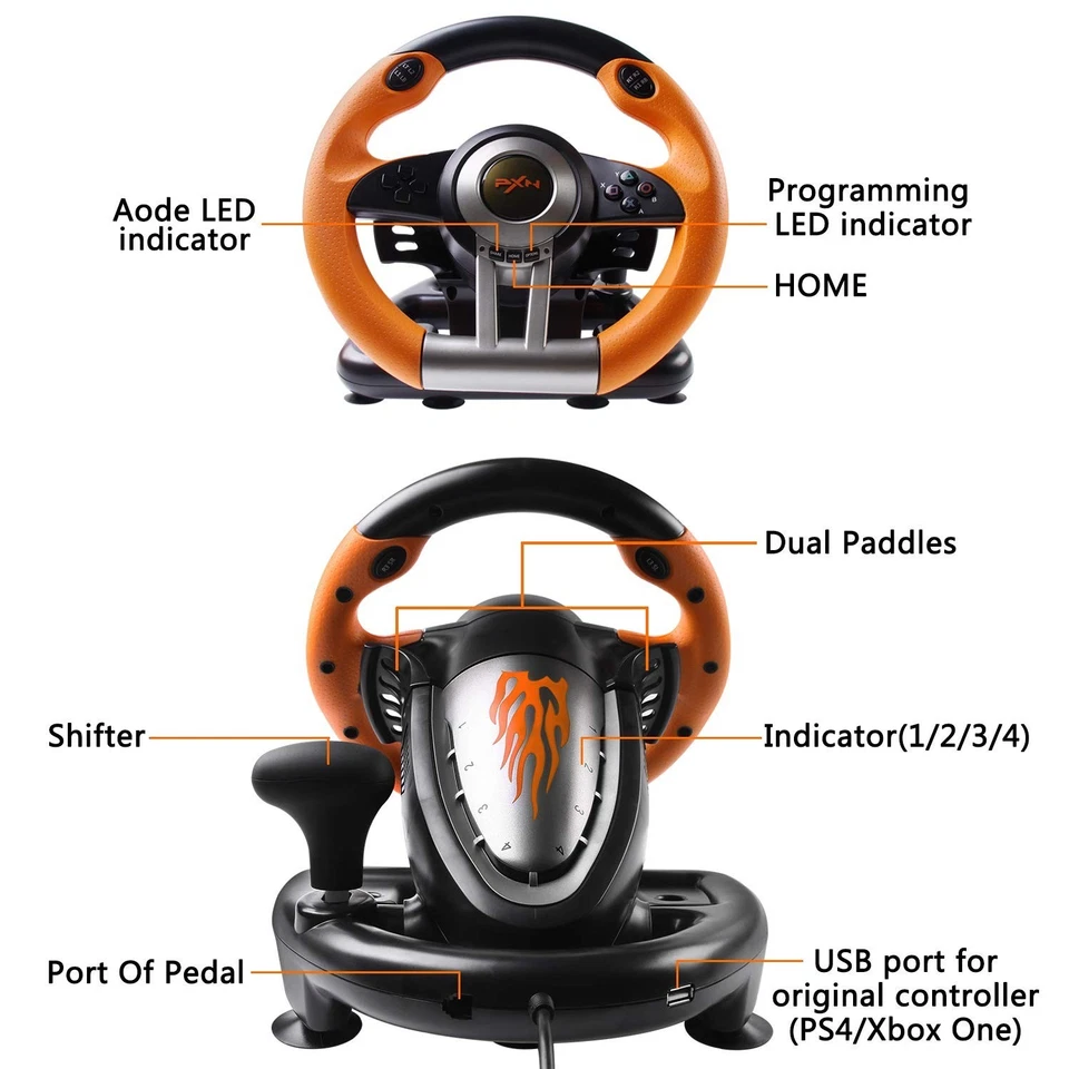 PC Game Racing Wheels, PXN-V3II 180°Competition Volante with Universal USB Po... - Image 4 of 4