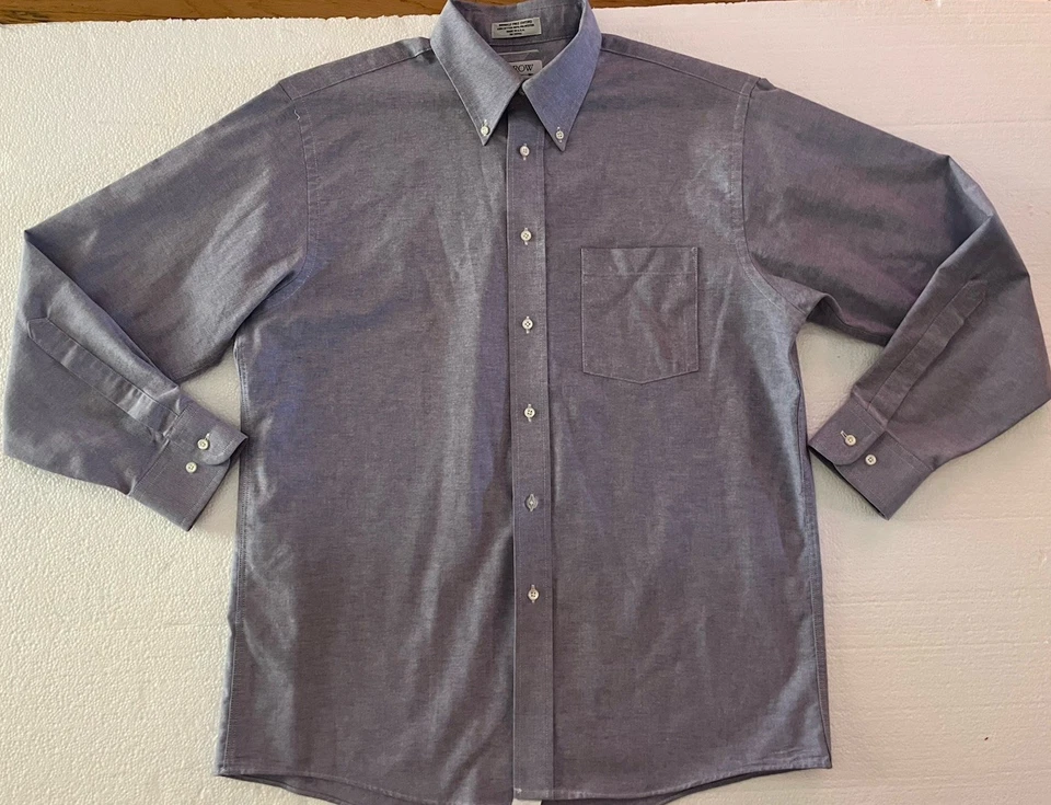 Arrow Vintage Shirt Men’s Size 16 Blue Oxford Shirt 32/33 Wrinkle Free Oxford - Image 3 of 4