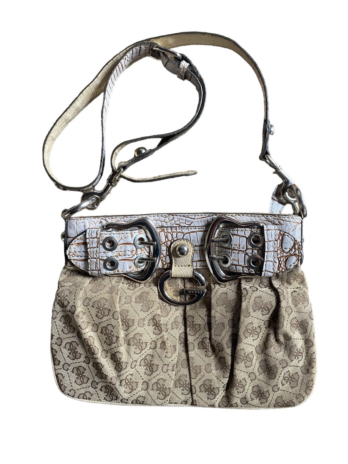 Vintage Y2K Guess Mini Monogram Crossbody Shoulder Baguette Bag 2000’s