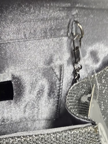 NWT Jessica McClintock Diamond Evening Wedding Bag Silver Shoulder/Clutch - Picture 11 of 15