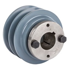 Cast Iron 3.35" Dual Groove Pulley Belt B Section 5L with 1-1/4" Sheave Bushing