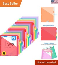 24 Count Binder Dividers with Two Pockets, 8 tab Dividers for 3 Ring Binders ...