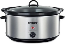 TOWER T16040Y 6.5 LITRE SLOW COOKER WITH 3 HEAT SETTINGS IN STAINLESS STEEL