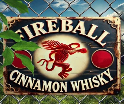 Fireball Cinnamon Whiskey 12x8 Metal Sign Man Cave Garage Bar Retro Wall Decor