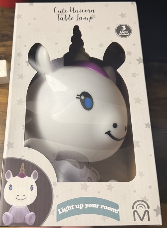 Unicorn Kids Night Light USB Touch Control 3 Modes Star Pattern 24cm White