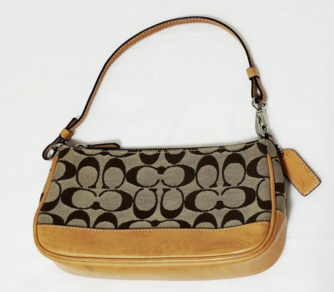 【未使用】COACH SIGNATURE COLLECTION ミニポーチ Coach Signature Demi mini Pouch Hand Bag Canvas Leather Beige 6094