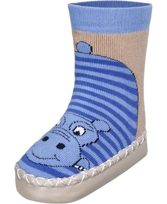 Hüttenschuhe Baby Jungen Nilpferd Socken Blau Größe 19/22 EU Playshoes