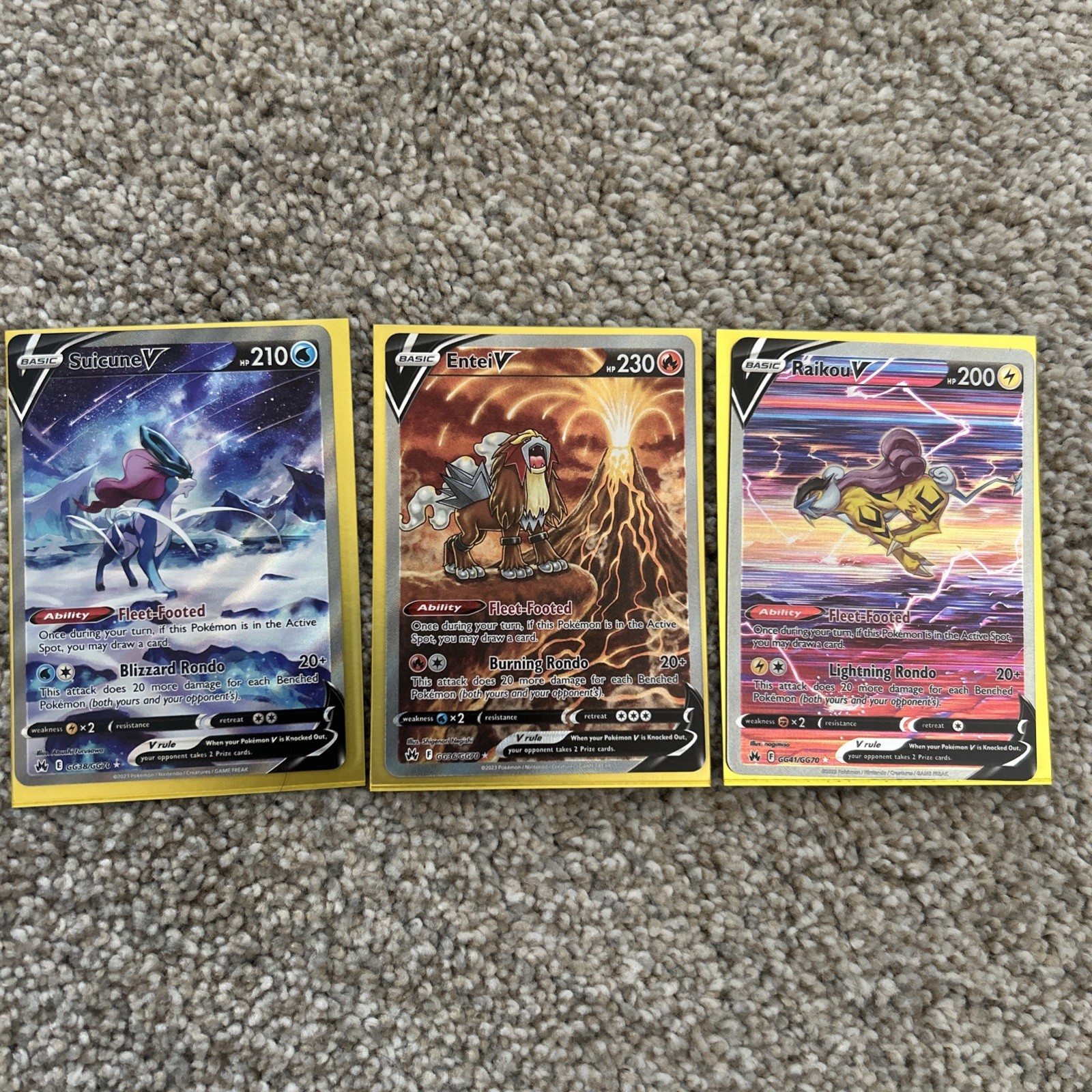 Pokemon TCG Crown Zenith Suicune v (GG38) Raikou v (GG41) Entei v (GG36)