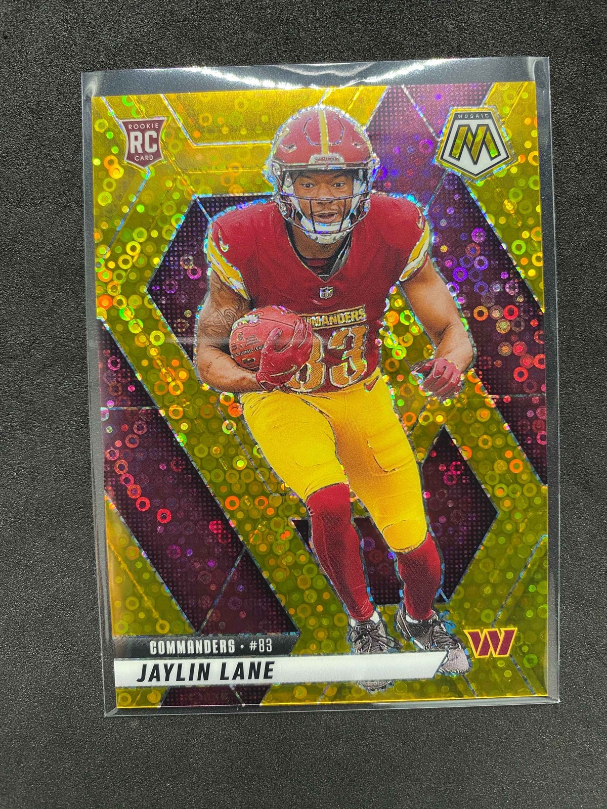 2025 Panini Mosaic Jaylin Lane Gold Disco 5/10 RC Rookie #306 Commanders