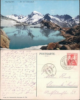 Postcard Bernese Prealps Nägelisgrätli - Lake with Galenstock 1911
