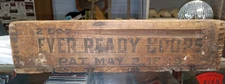 Antique 1899 Ever Ready Hoops USA Store DISPLAY Wooden BOX BIN 