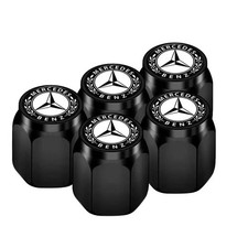 Car Tire Valve Stem Caps For Mercedes-benz With Dust Covers And Metal Caps 5pcs