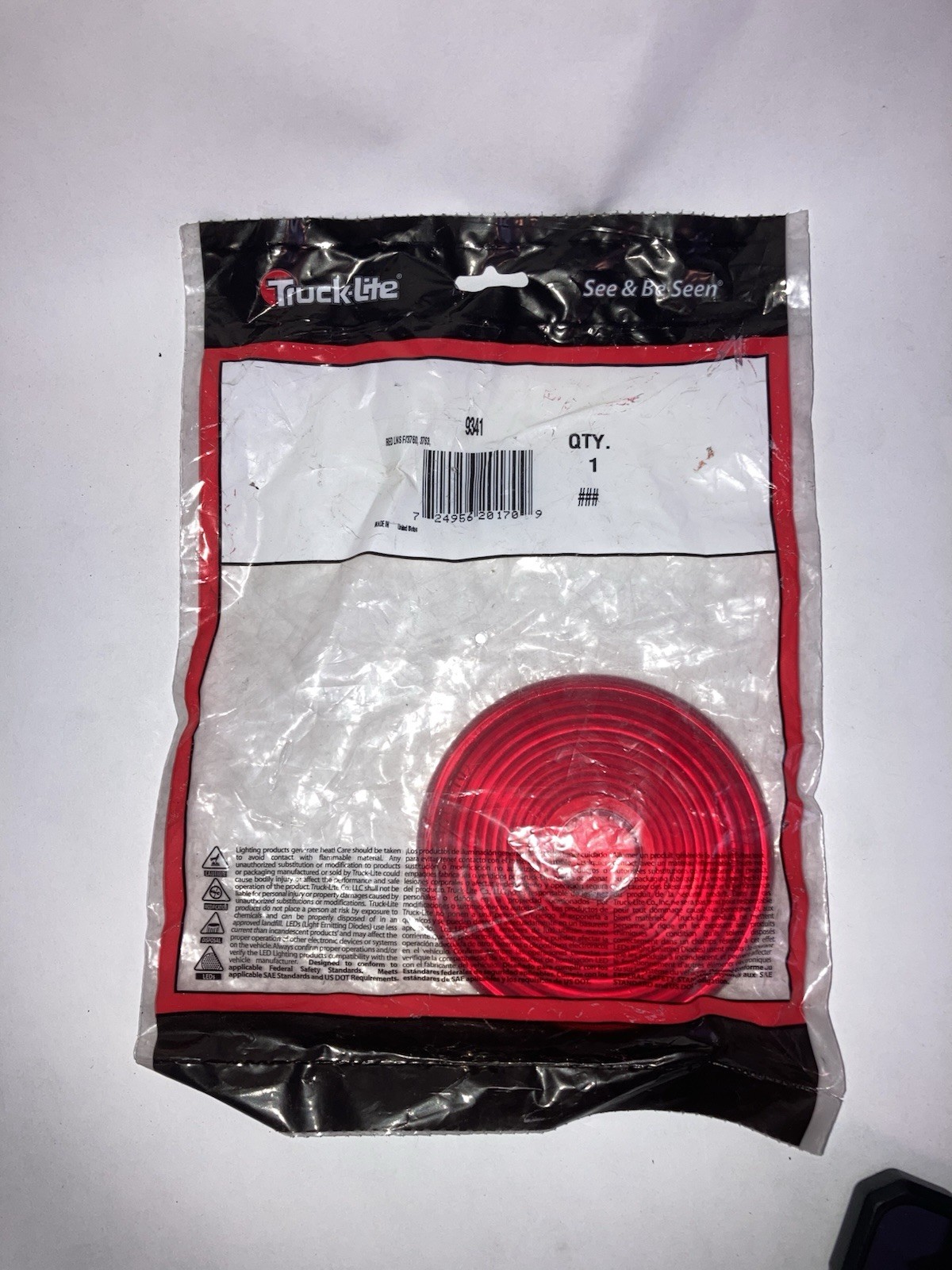 Truck Lite 9341 Pedestal Light Replacement Lens | Round Red Acrylic image 1