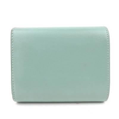 CELINE Triomphe Leather Wallet Mint Green Gold HDW Authentic | eBay