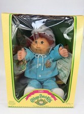 Cabbage Patch Kids Brown Hair Blue Cloth Doll 1985 Jerome Ronny In Original Box
