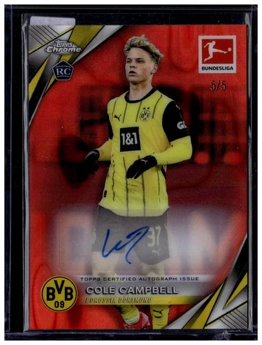 Cole Campbell RC Auto Red /5 2024-25 Topps Chrome Bundesliga