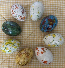 Vintage Retro MCM Ceramic Eggs Speckled Lot Of 8 Easter