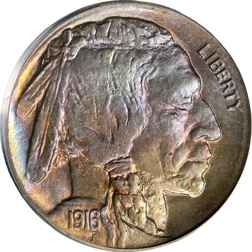 1916-D Buffalo Nickel OGH PCGS MS64 Pretty Toning Superb Eye Appeal