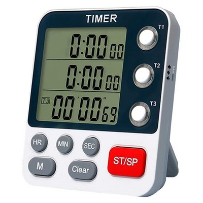 Digitaler Dual Küchentimer, 3 Kanäle Count/Down Timer, Kochtimer, 7275