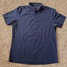Lululemon Men's Navy Blue Textured Polo Shirt Short Sleeve Athletic Fit Stretch