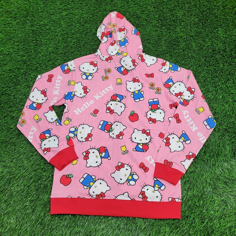 Hello-Kitty AOP Hoodie Jacket Womens L 19x27 Sanrio TV-Show - Image 2 of 4