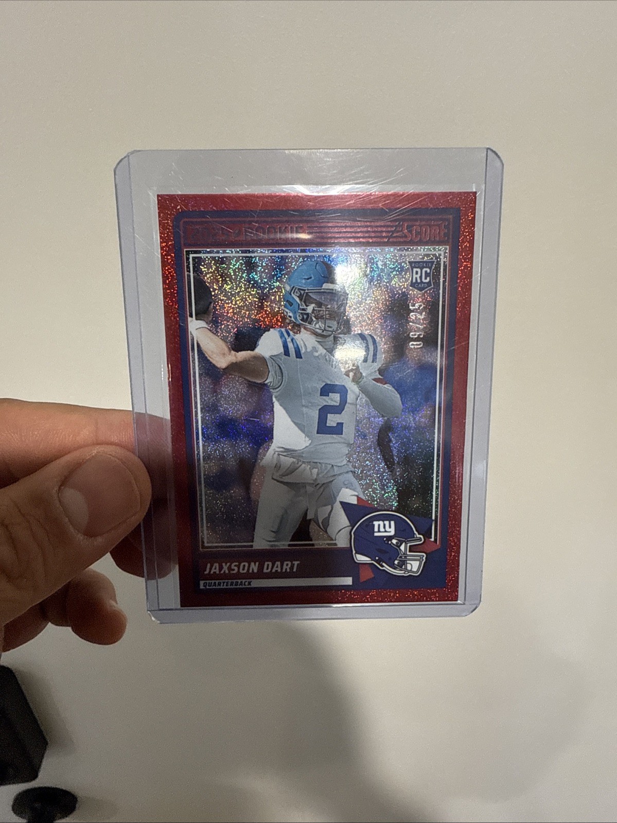 2025 Score Jaxson Dart #35 Red Dots RC Rookie Card #9/25 - New York Giants SSP