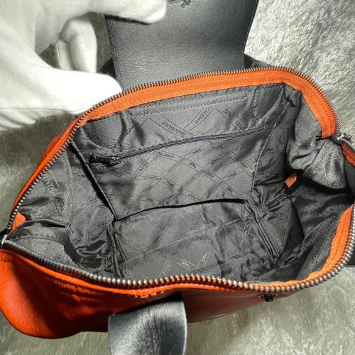 Rare Longchamp Pliage Orange Cuir Custom Made All Leather - Picture 17 of 20