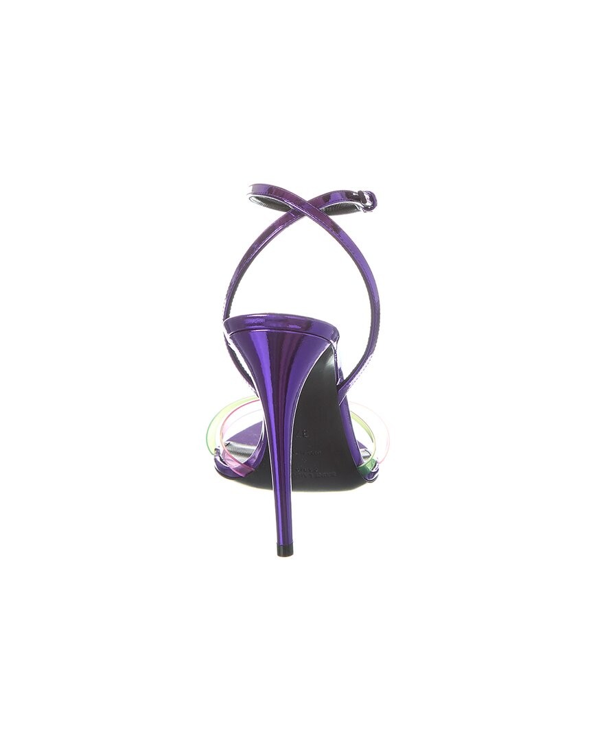 Saint Laurent 100 sandalo donna vinile e pelle viola 39 5