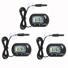 Digital Aquarium Thermometer for Fish Tanks - Large LCD Display, 3 Pack
