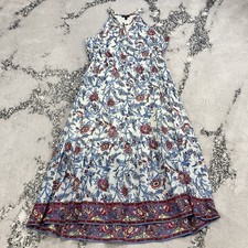 J.Crew Dress Women’s Size 14 Floral Border Print Tiered Midi Sleeveless