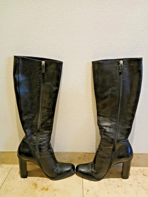 Bottes Gucci Femme Cuir Noir EU 38/38.5 Cuissard MPN 115139 Made in Italy - Photo 1/4