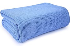 Blue 100 Cotton Thermal Hospital Blanket Breathable 66x90 Inch Twin 1 PCS