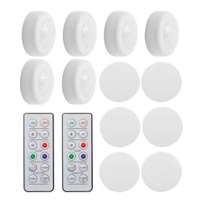 6pcs LED Color Changing Dimmable Under Cabinet Lights, Puck light & 2 Remotes