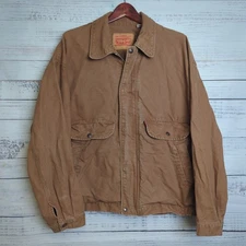 LEVI'S RANCHER TRUCKER Heavy Duty Canvas Chore Jacket Rinsed Brown men XL *Flaws