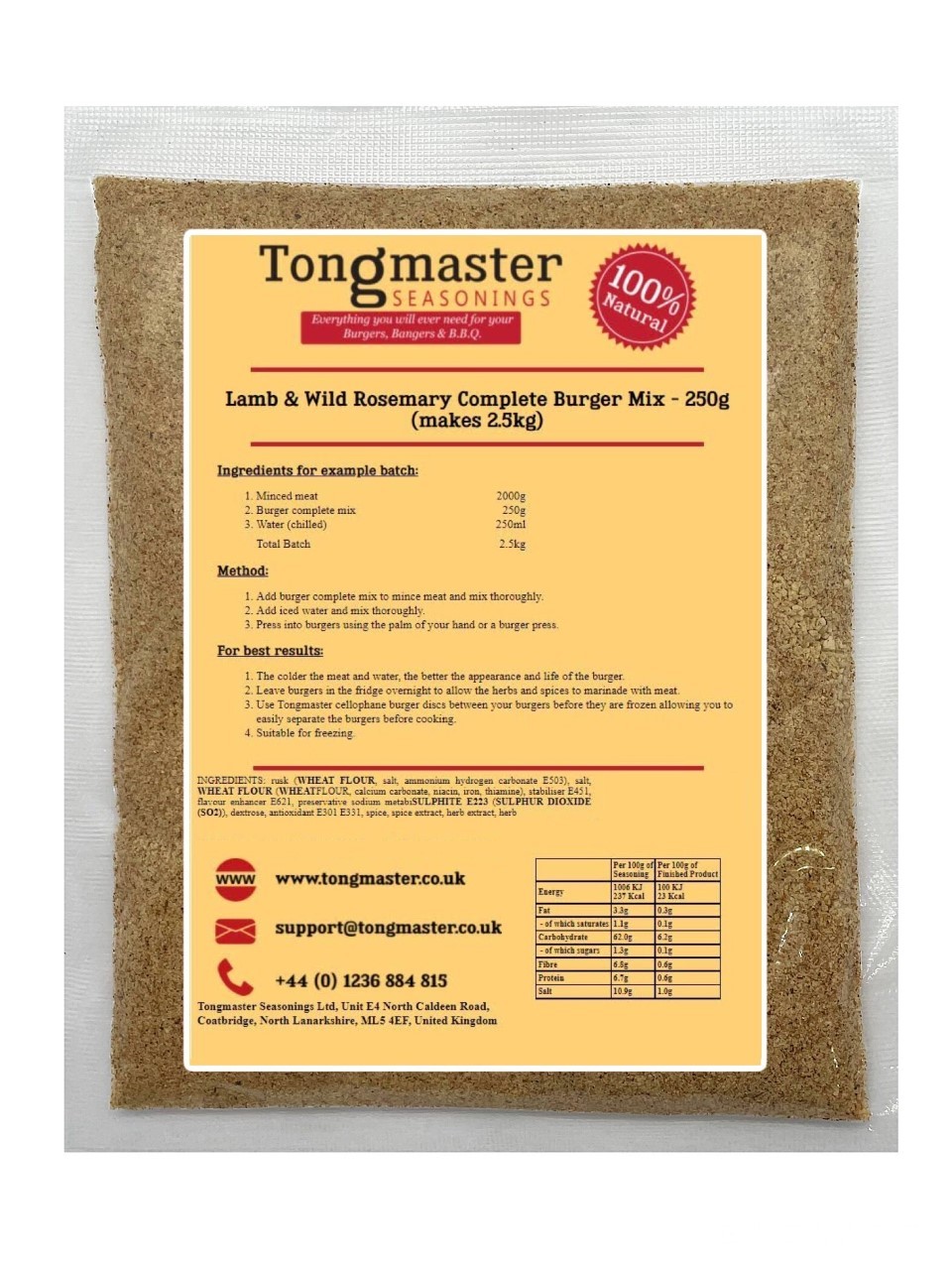 Lamb & Wild Rosemary Burger Complete Mix - 250g