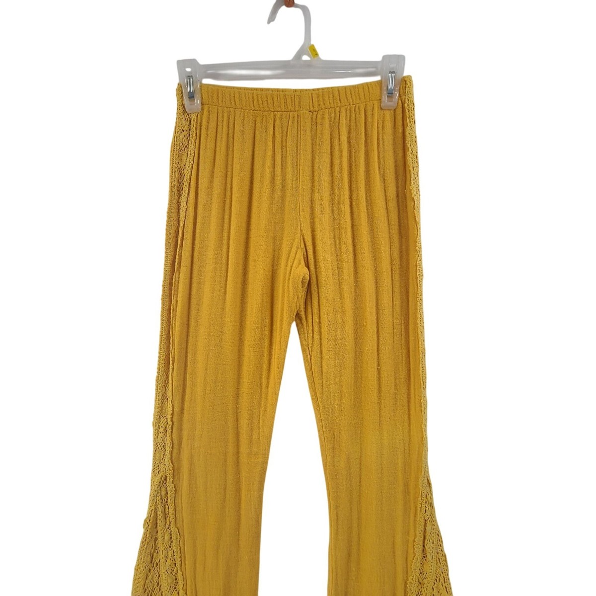 Jen's Pirate Booty X Free People Berry Bomb Pants Crochet Gauze Flare Boho Sz XS View 3