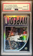 2019 Giannis Antetokounmpo Panini Prizm Get Hyped! SILVER PRIZM PSA 10 GEM MINT