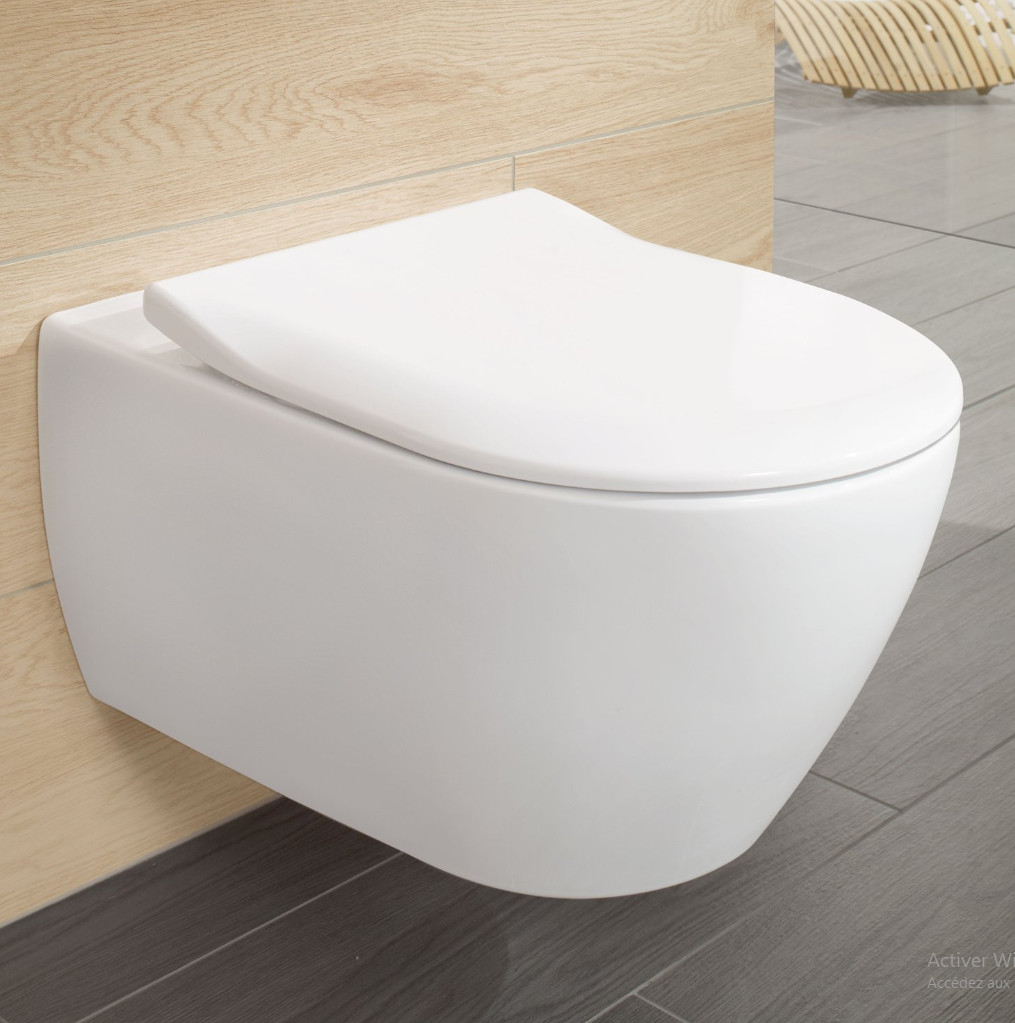 Abattant de luxe Villeroy & Boch Subway 2.0 SlimSeat en Duroplast durable 9M78S101