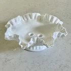 Fenton Hobnail Milk Glass Flower Epergne Bowl -10”
