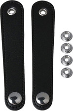 Adjustable Black Faux Leather Accordion Straps with Buckles - Set of 2