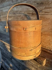 10 “Old Firkin/Sugar Bucket/Wooden Pantry/Spice Box-Primitive, beautiful patina