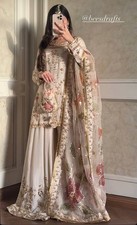 Fashionable Pure Chinnon Silk White Top Palazzo And Dupatta For Wedding Wear