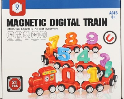 5902496219872 Kolejka magnetyczna 21 elementów  kolorowa z cyferkami SWEDE