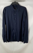 Prada Men's Navy Blue Long Sleeve Button-Up Shirt Made In Italy Sz 40 15 3/4